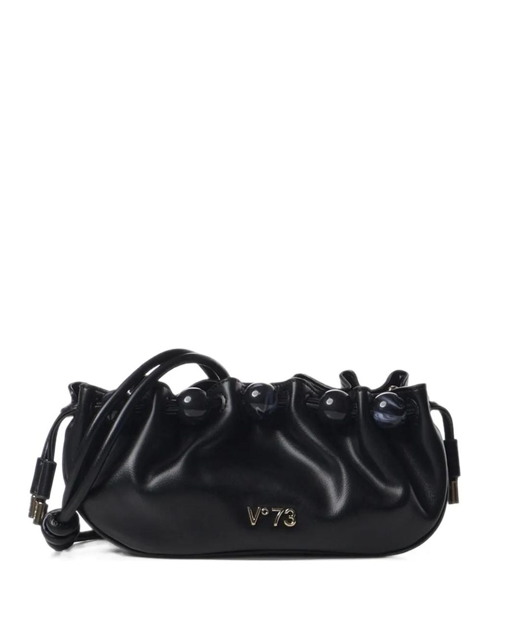V73 Black Topaz Chibead-Embellished Ruched Mini Bag