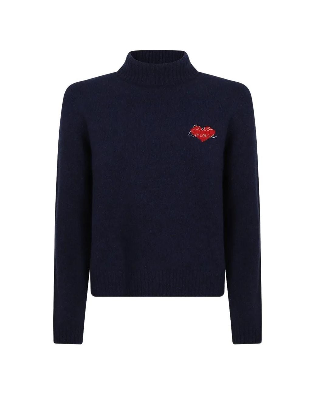 Giada Benincasa Blue Heartbeat Roll-Neck Sweater