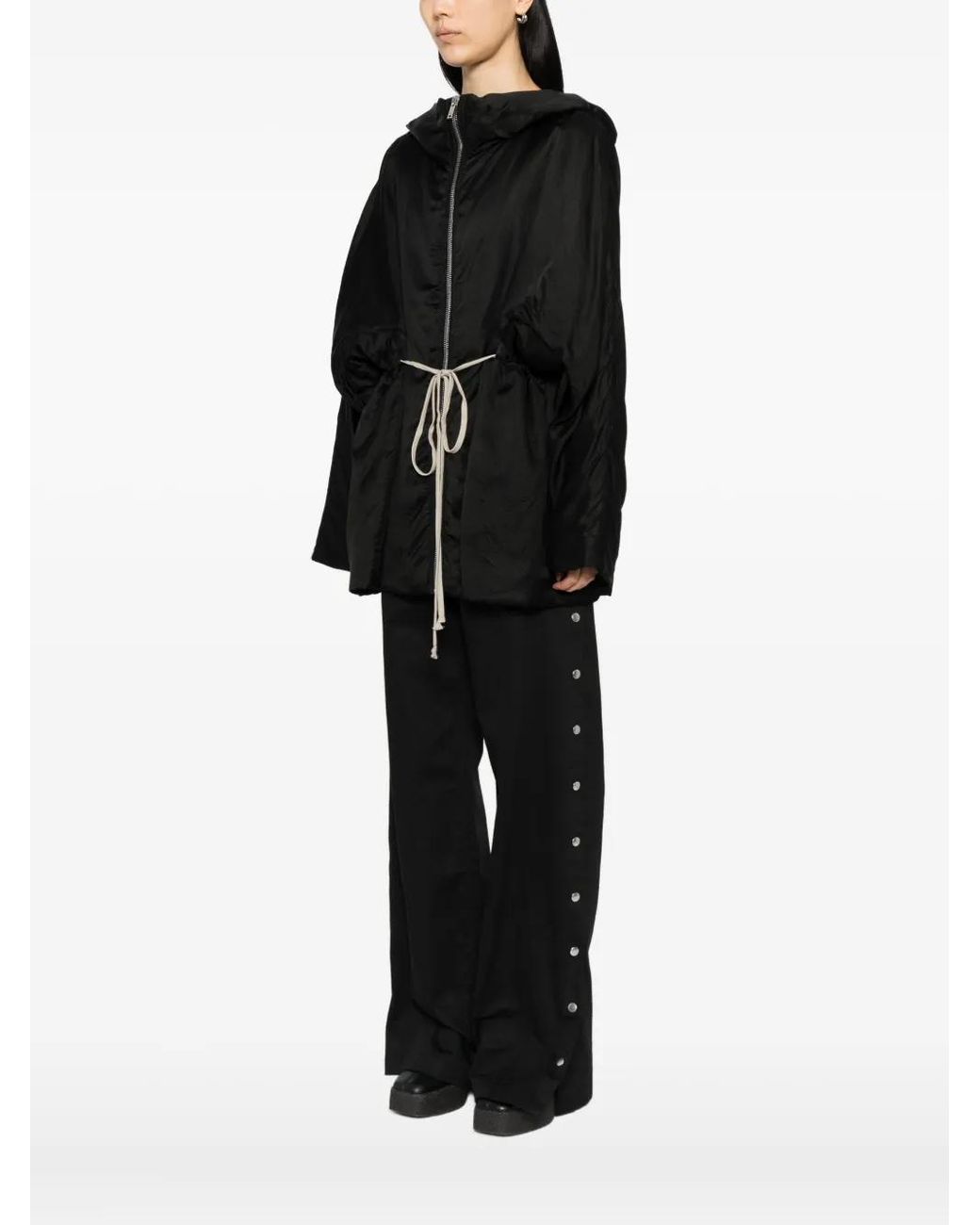 Rick Owens Black Drawstring-Hem Jacket