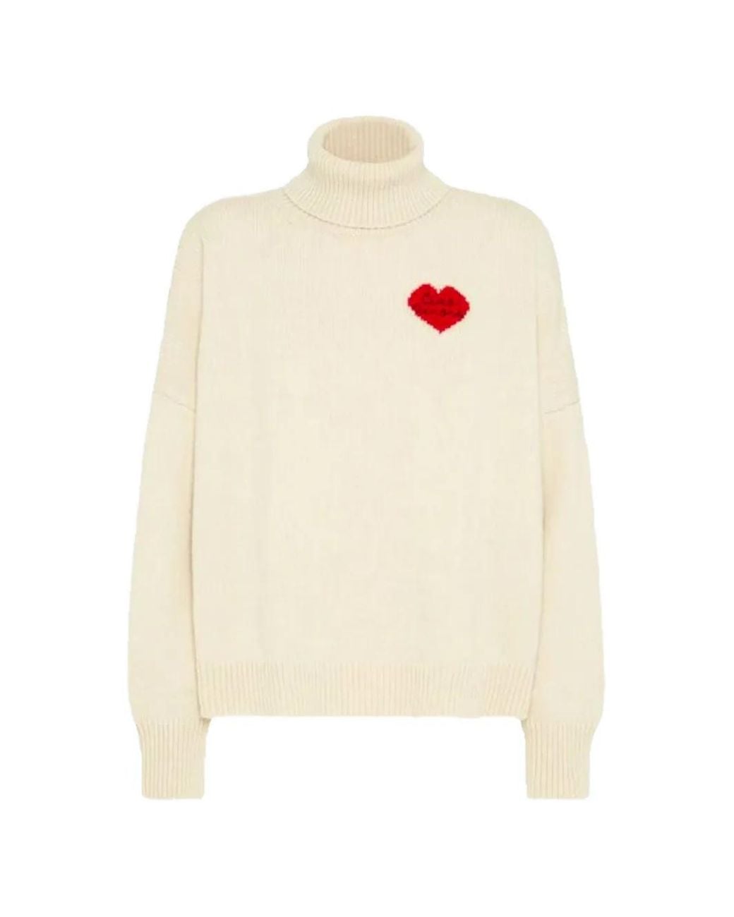 Giada Benincasa White Heartbeat Roll-Neck Sweater