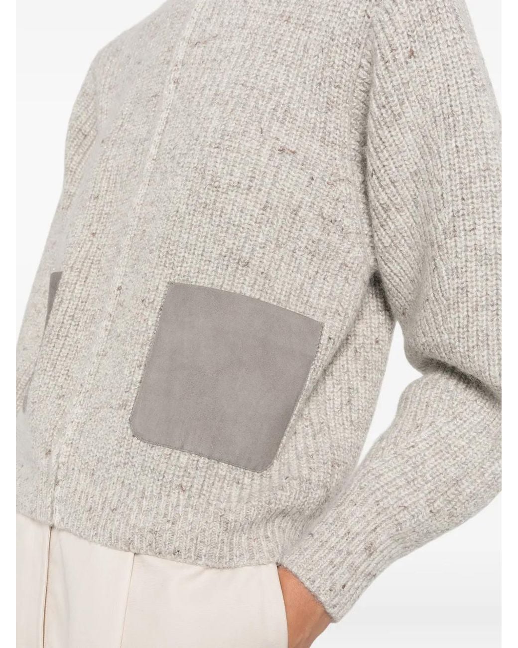 Fabiana Filippi White Patch-Pocket Zip-Up Cardigan