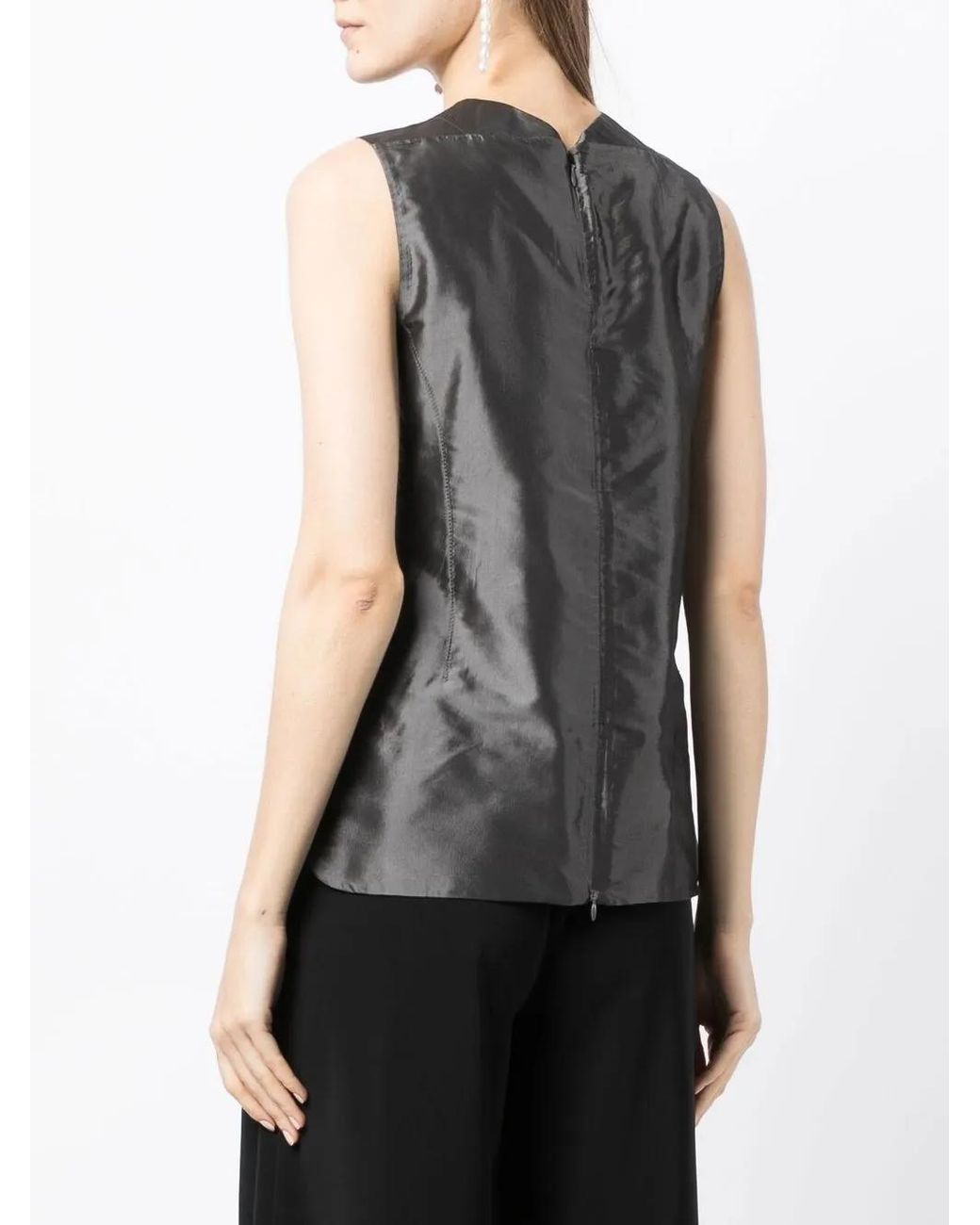 Shiatzy Chen Gray Contrasting-Trim Detail Blouse