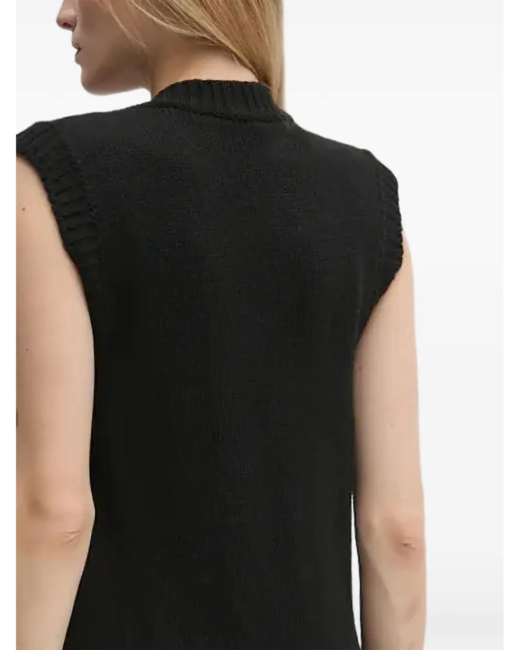 Sisley Black V-Neck Sleeveless Midi Dress