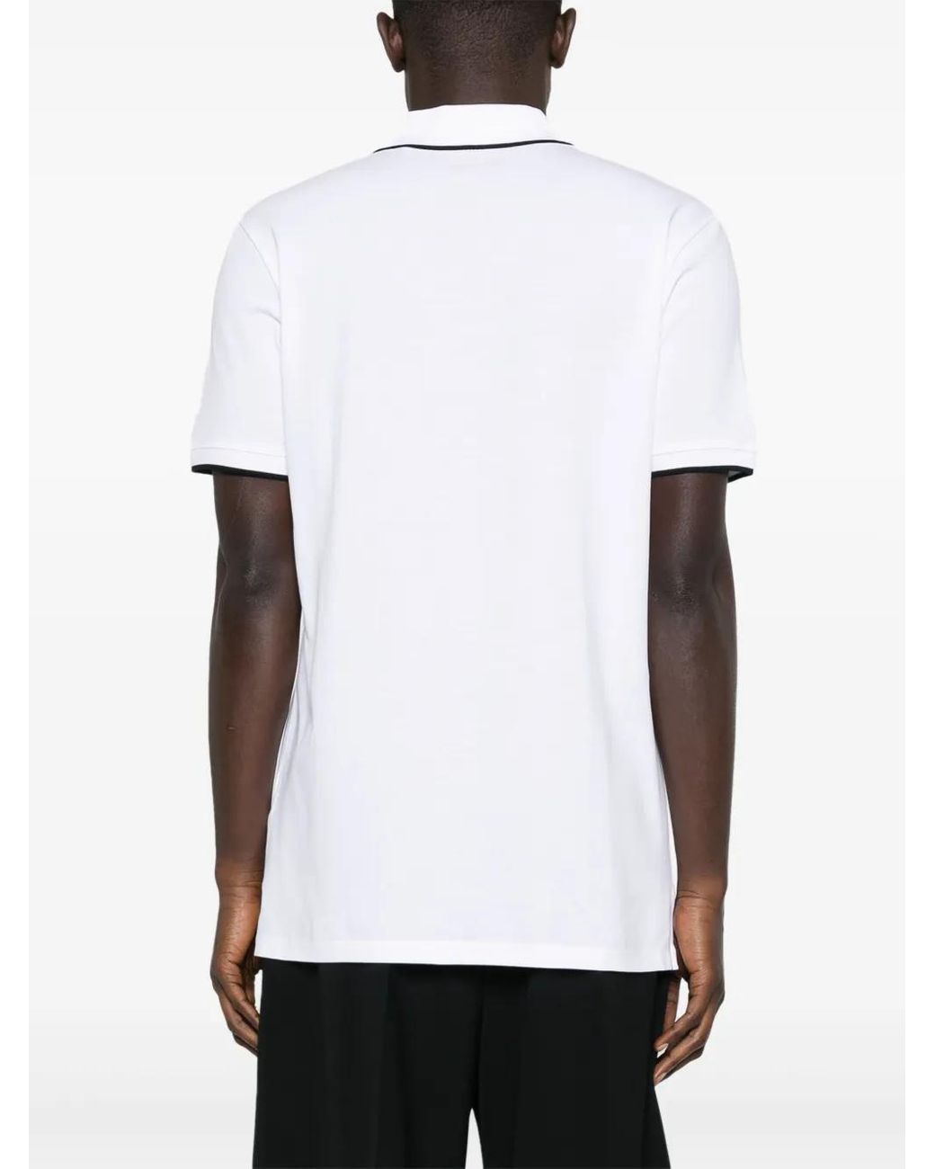 HUGO White Logo-Appliqué Polo Shirt for men