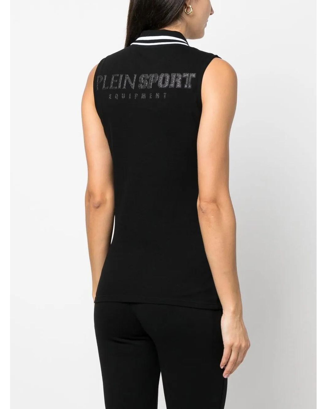 Philipp Plein Black Sleeveless Polo Shirt