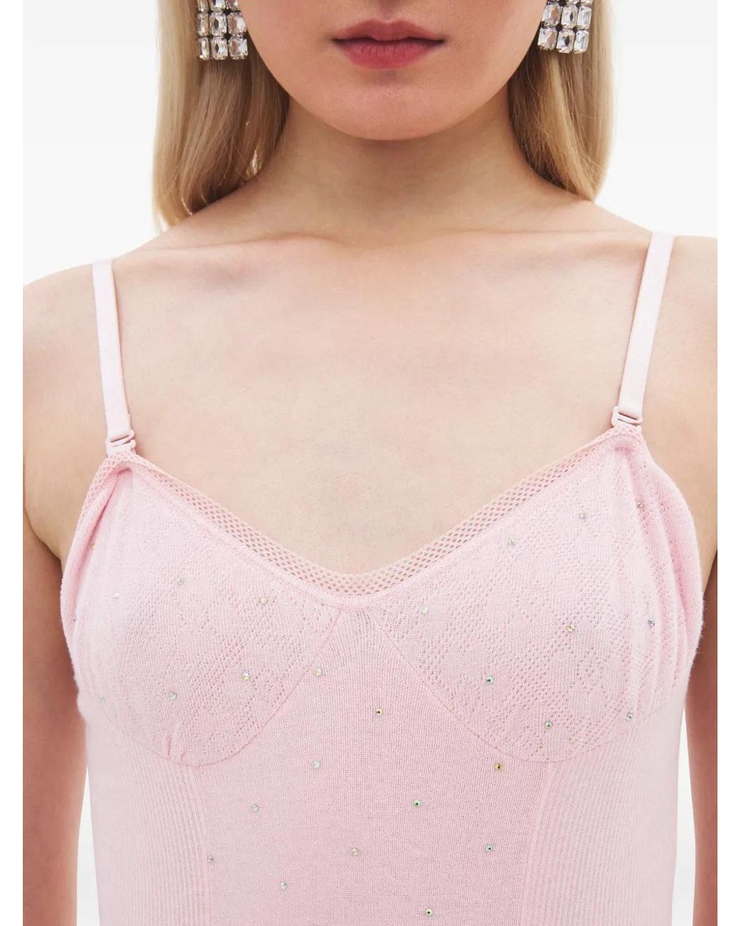 Area Pink Crystal-Embellished Mini Dress