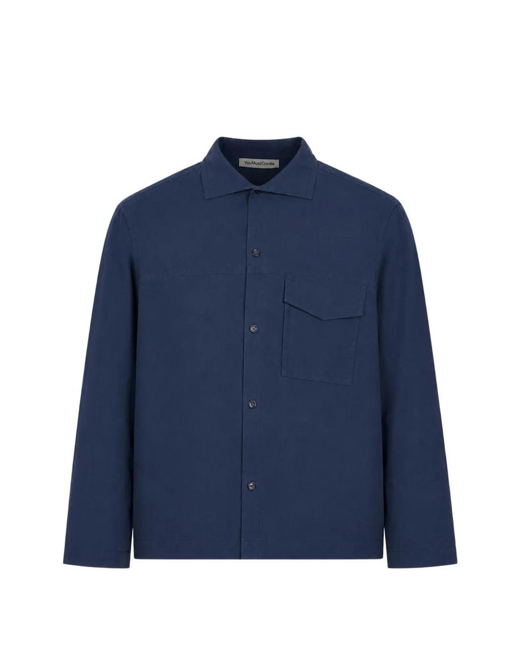 YMC Blue Chest-Pocket Button-Up Shirt for men