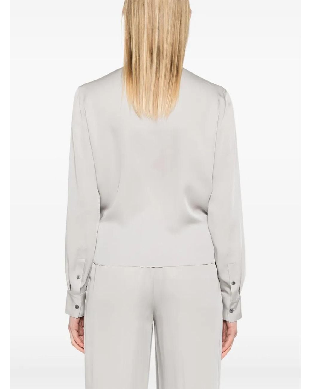 Blusa Cruzada Con Solapas De Pico Theory de color White