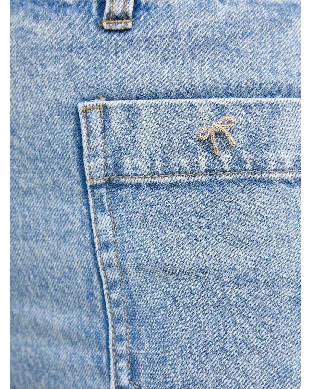 Morgan Blue Bow-Embellished Patch-Pocket Jeans