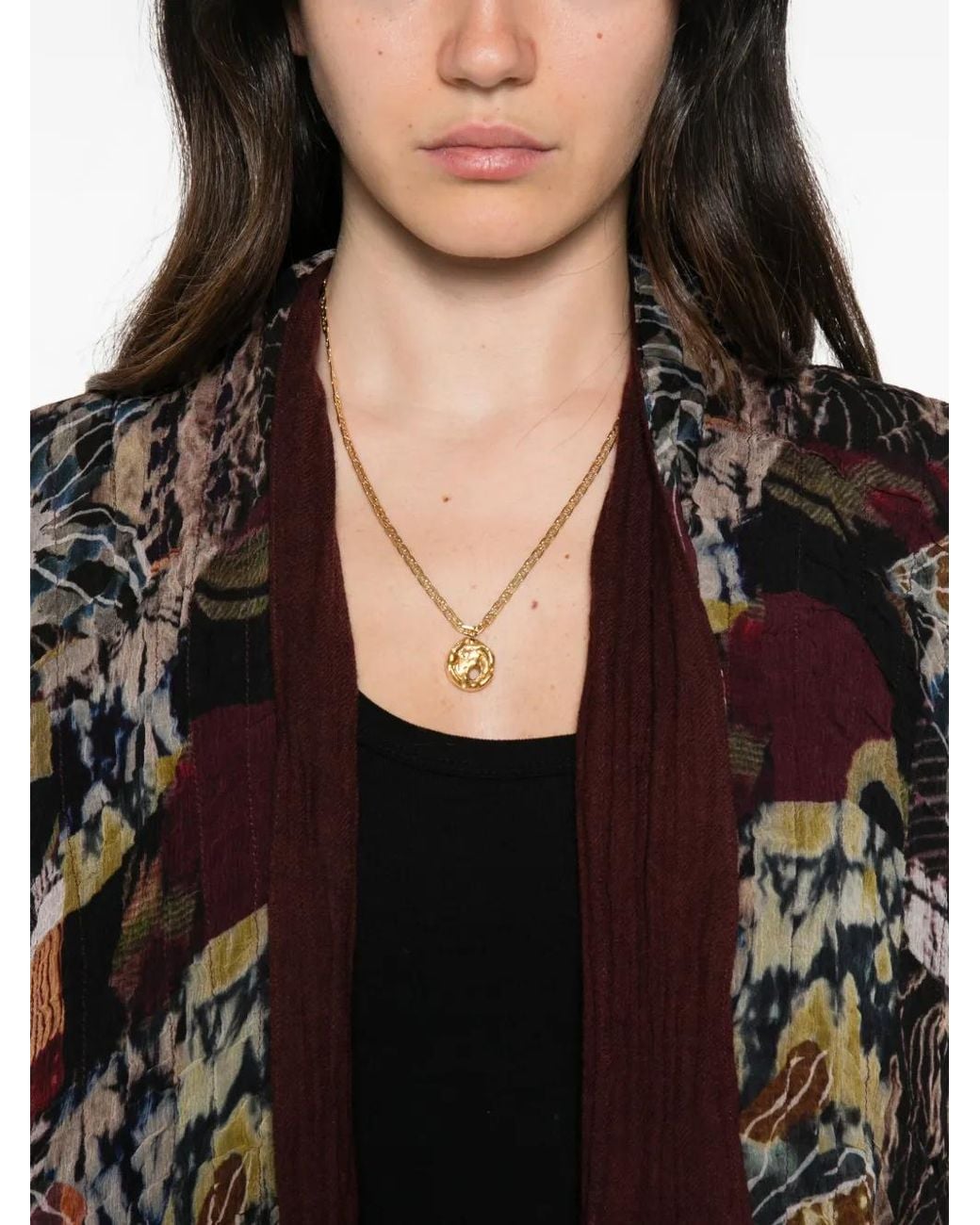 Raga Brown Abstract-Print Crinkled Coat
