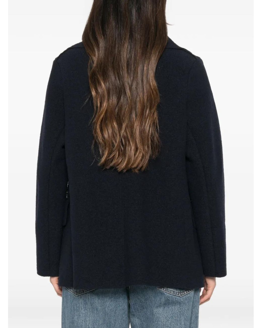 Whyci Black Scarf-Detail Flap-Pocket Coat