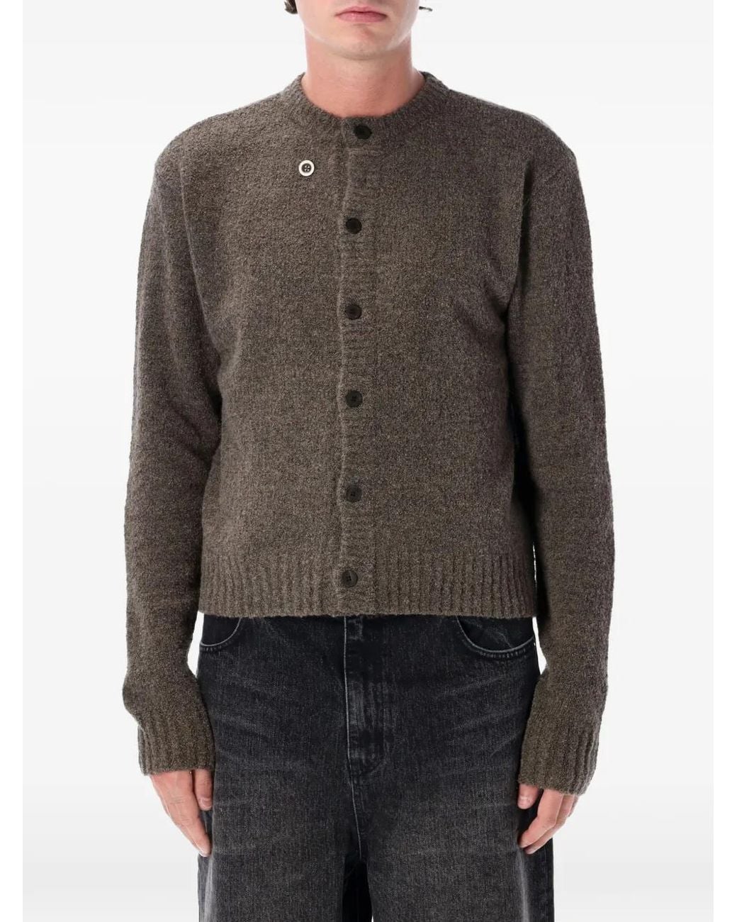 TONYWACK Gray Cardigan Chiné À Boutonnière for men