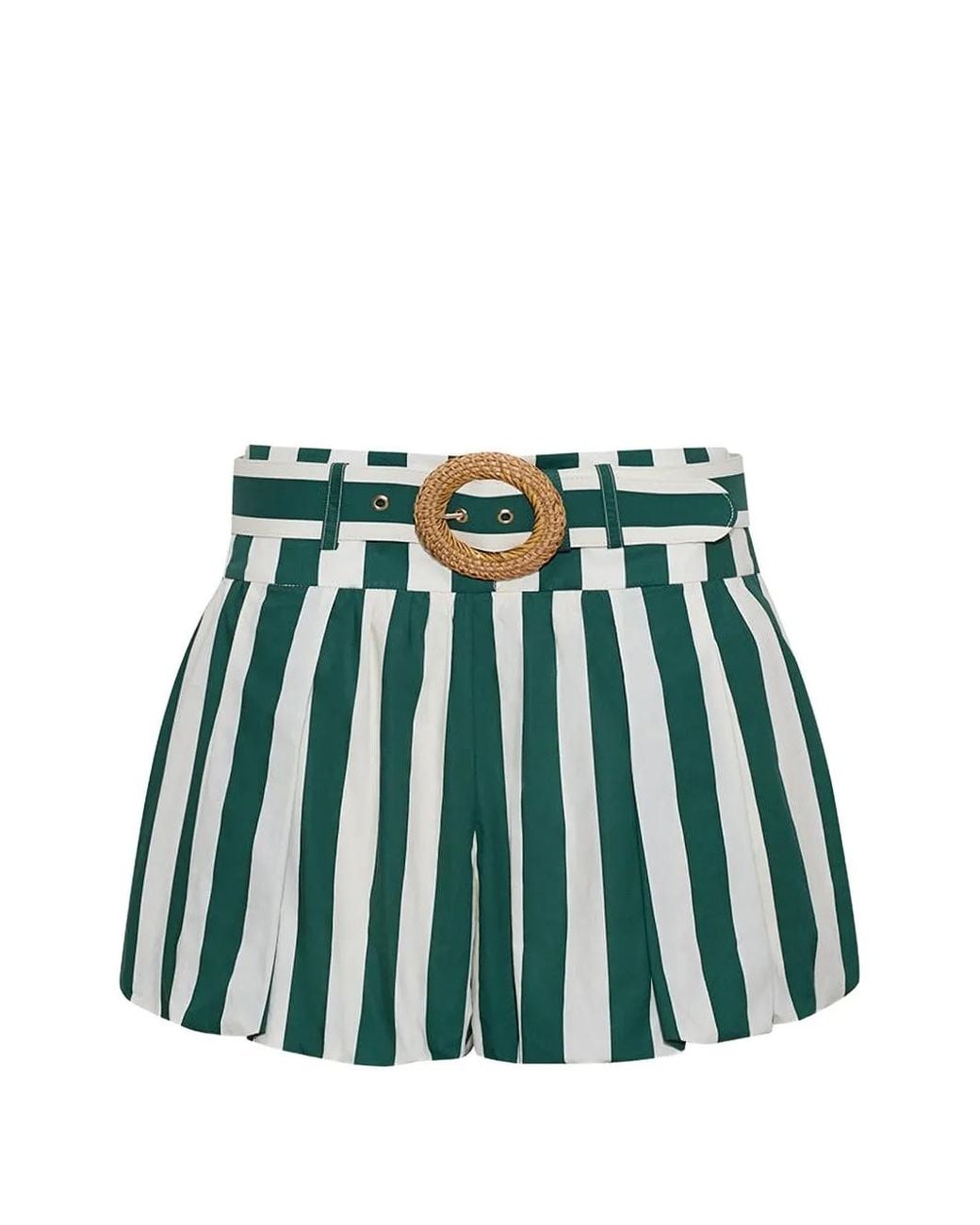 Cara Cara Green Ray Striped Belted Shorts