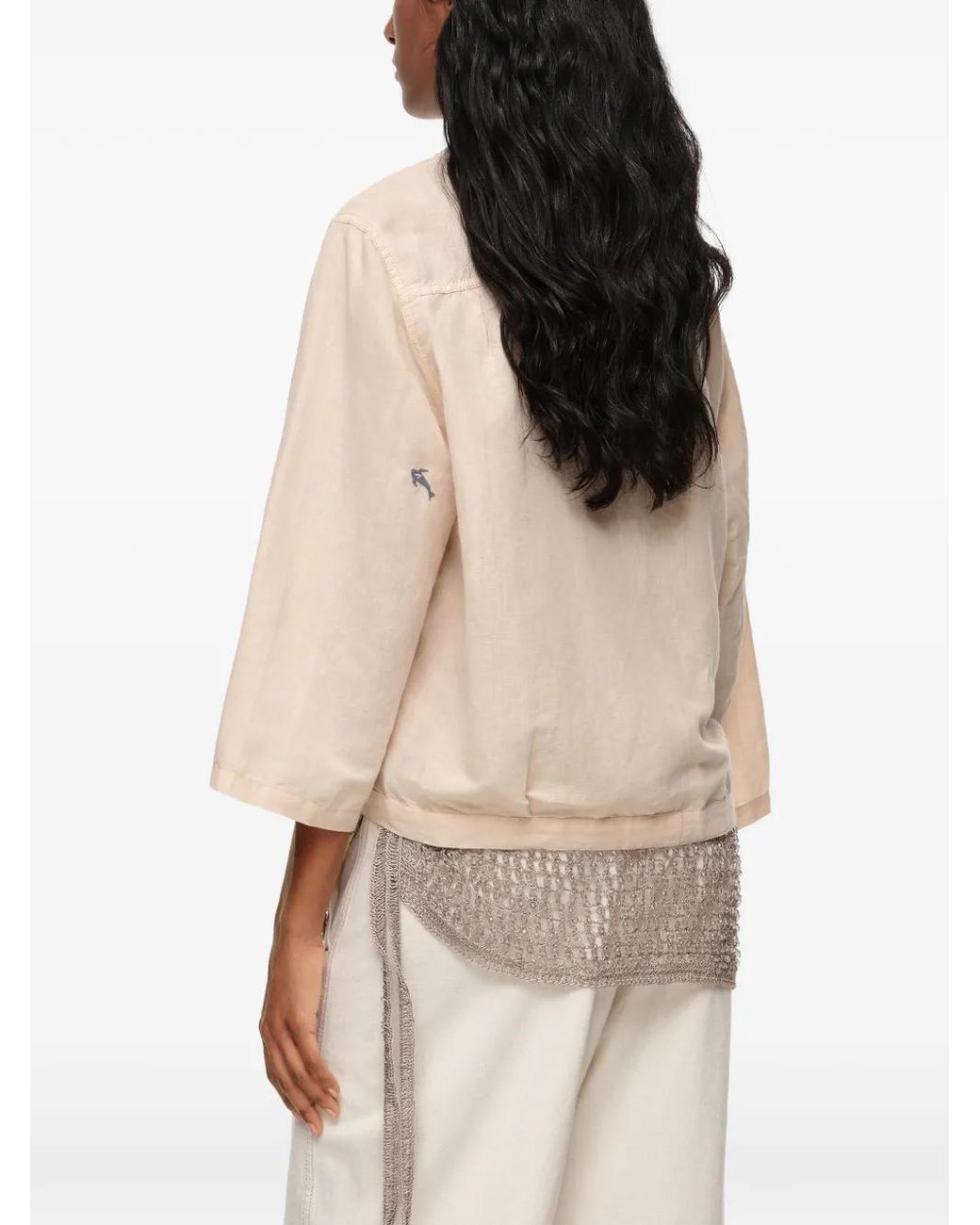 Bimba Y Lola Natural Sand Mini Embroidered Kimono Jacket