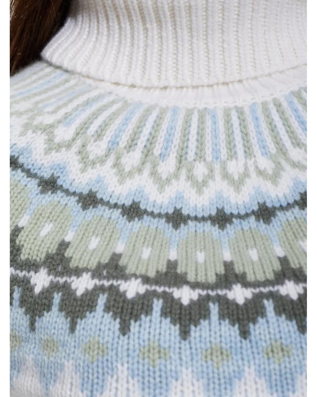 Bogner Gray Ingrid Fair Isle Roll-Neck Sweater