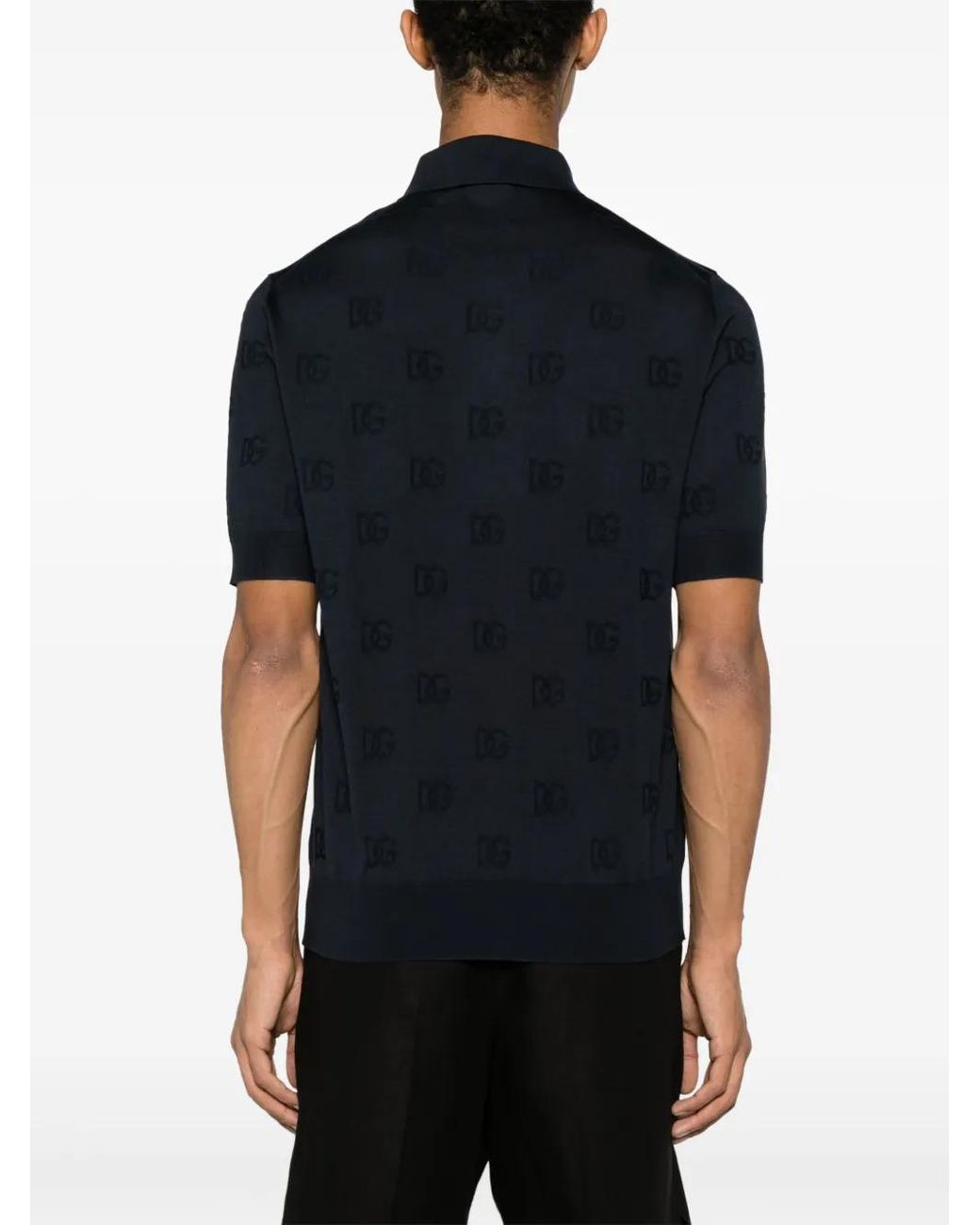 Dolce & Gabbana Blue Dg Logo Silk Shirt for men