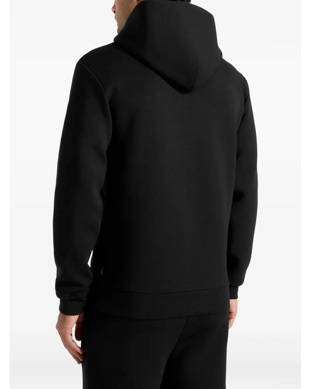 Manière De Voir Black Js007 Neoprene Minimal Regular Fit Hoodie for men