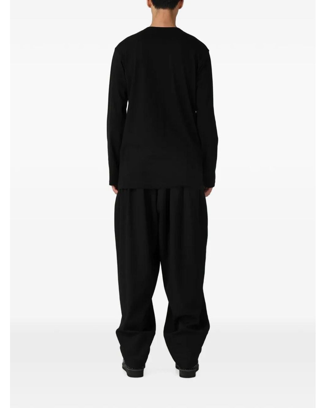 Yohji Yamamoto Black Graphic-Print Long-Sleeved T-Shirt for men