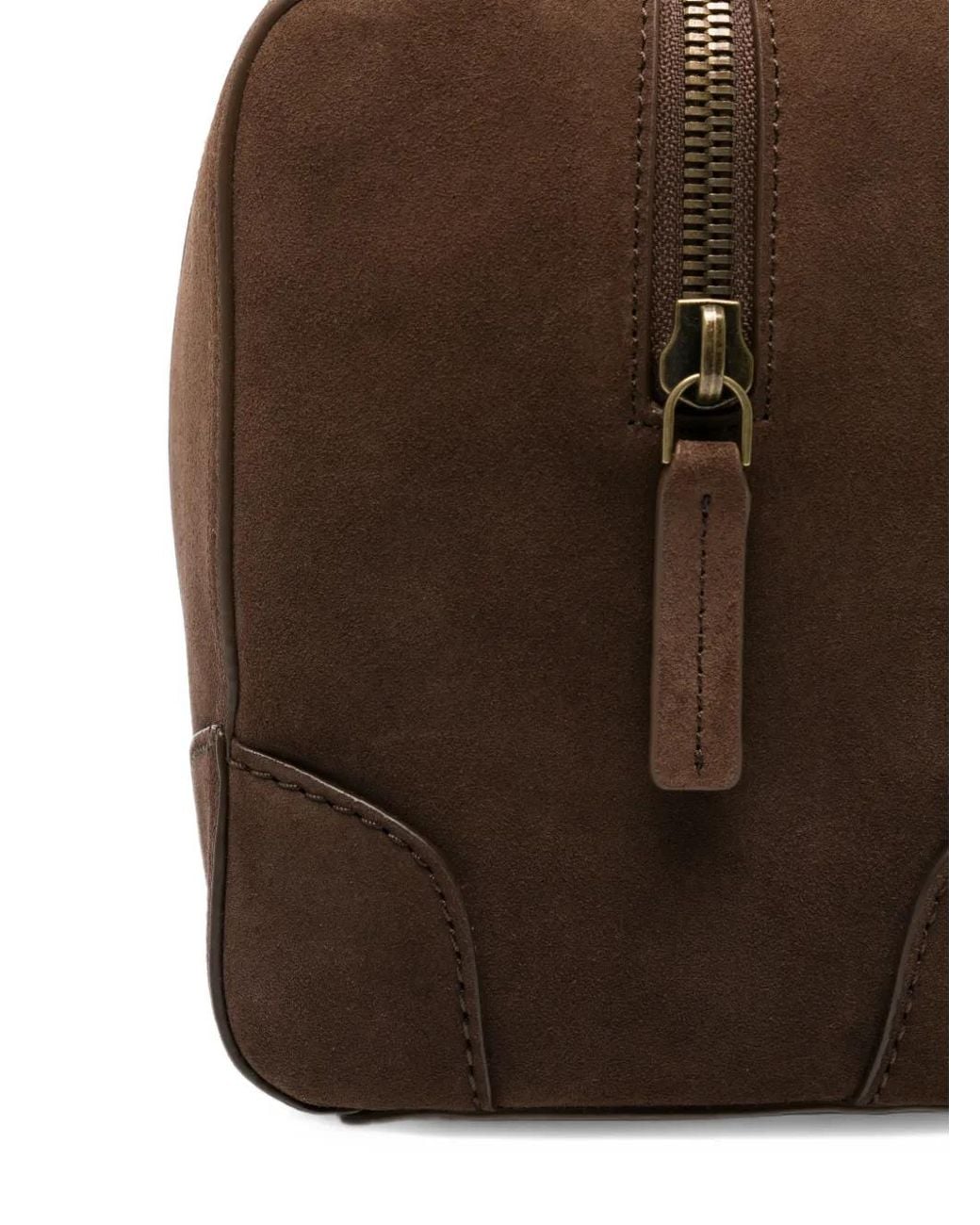 Emporio Armani Brown Suede-Finish Leather Shoulder Bag for men