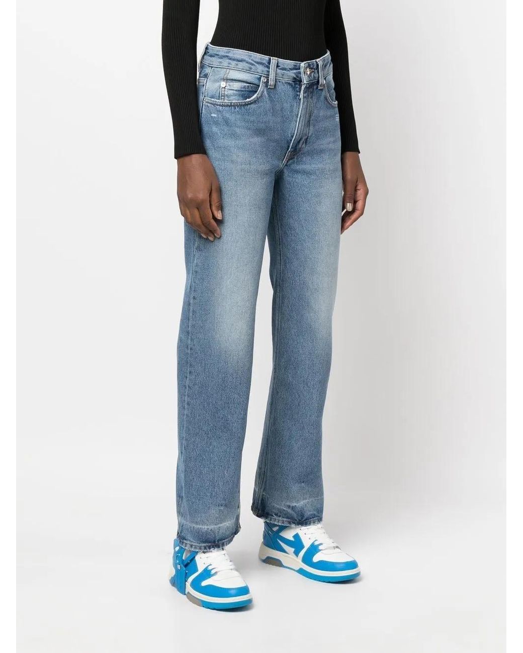Off-White c/o Virgil Abloh Blue Logo-Patch Straight-Leg Jeans