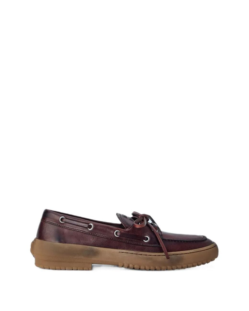 Miu Miu Brown Leather Deck Shoes