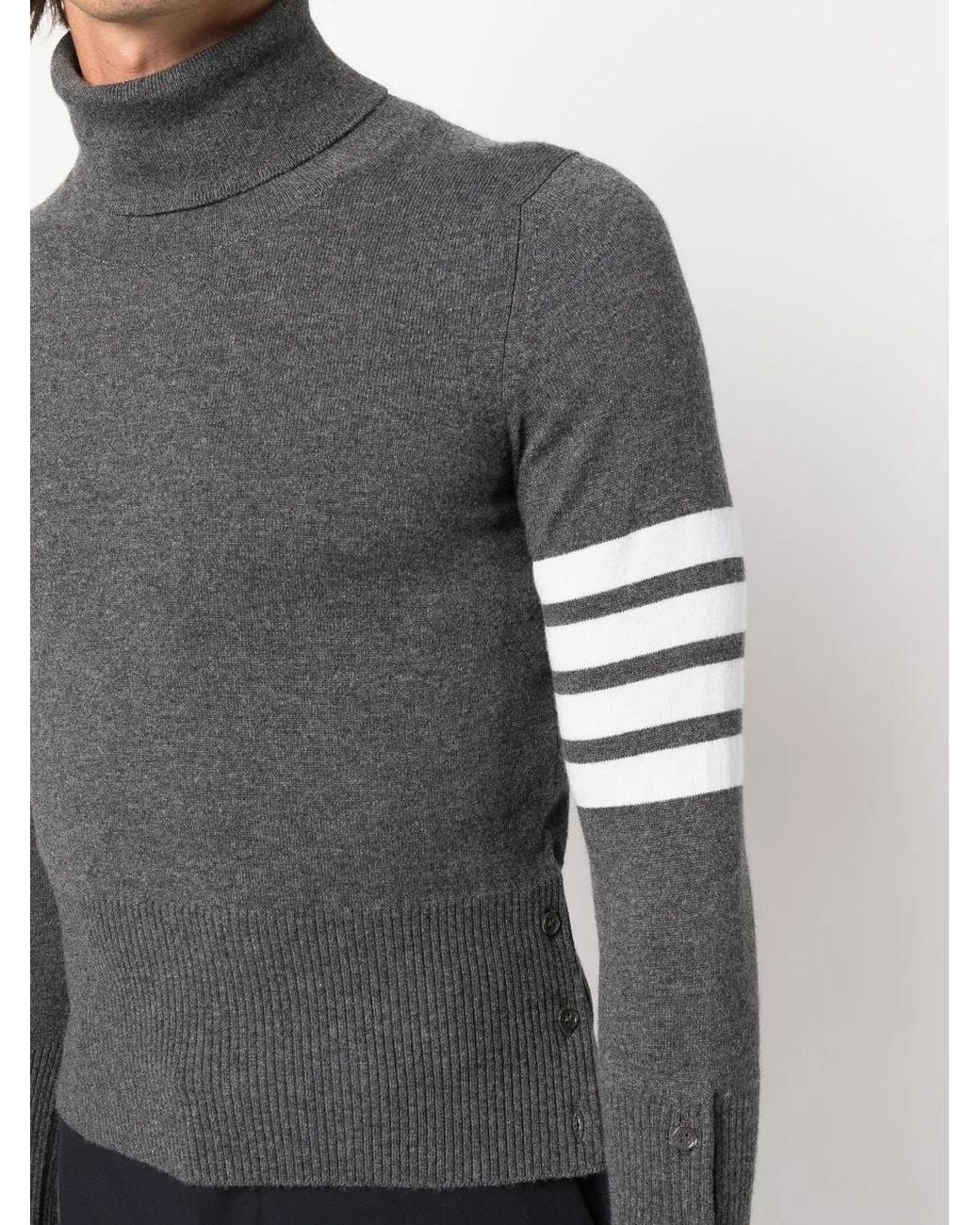 Thom Browne Gray 4-Bar Stripe Cashmere Turtleneck for men