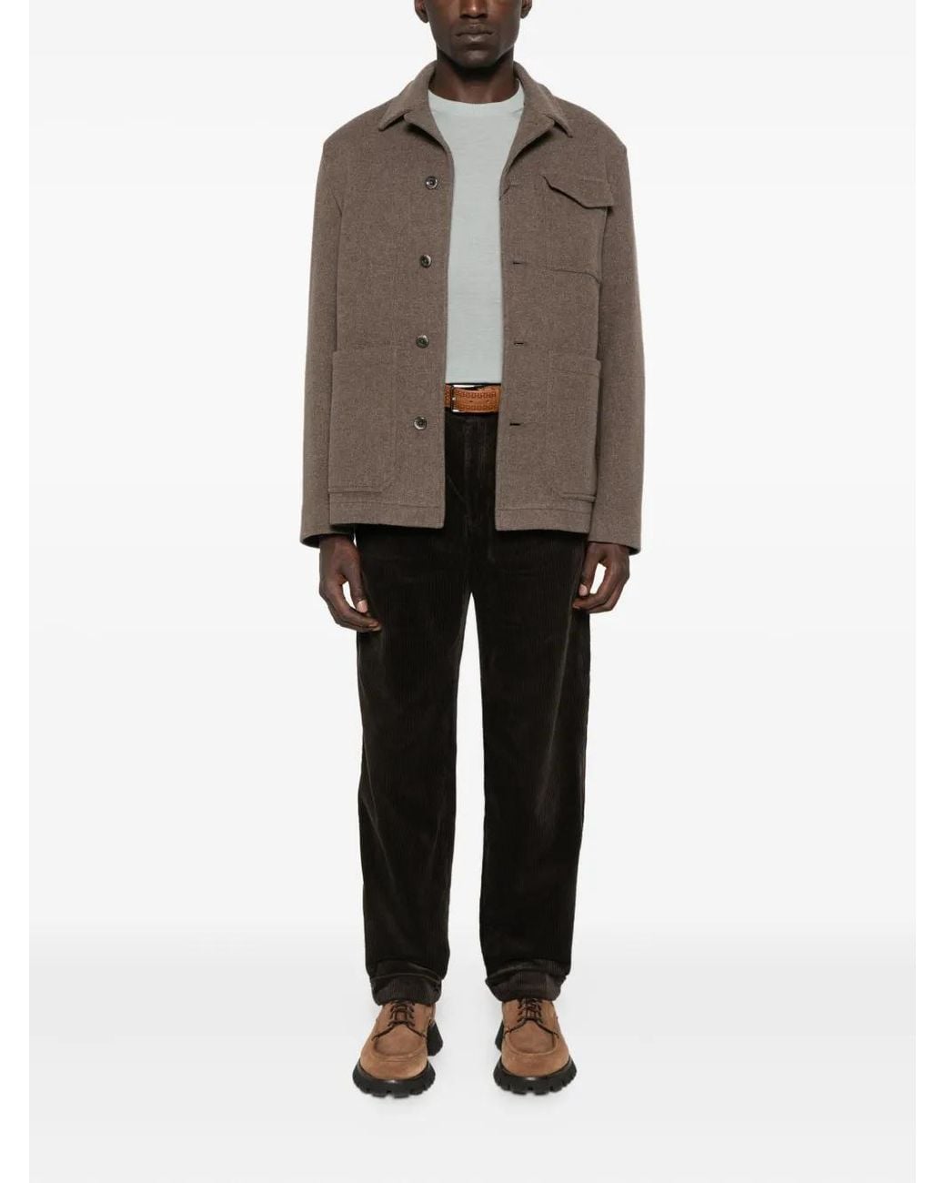 Canali Gray Round-Neck Wool Sweater for men