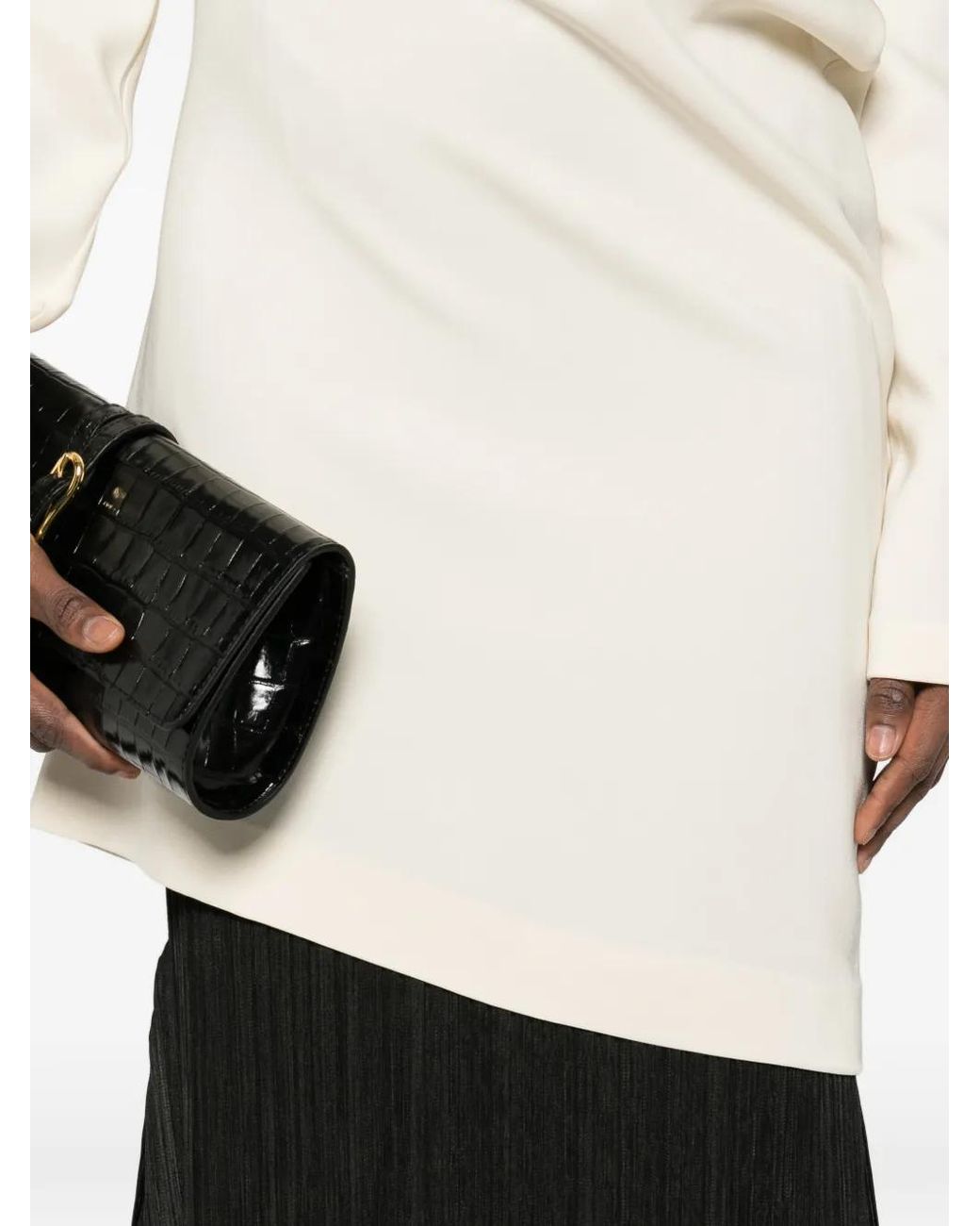 Totême White High-Neck Twist Blouse