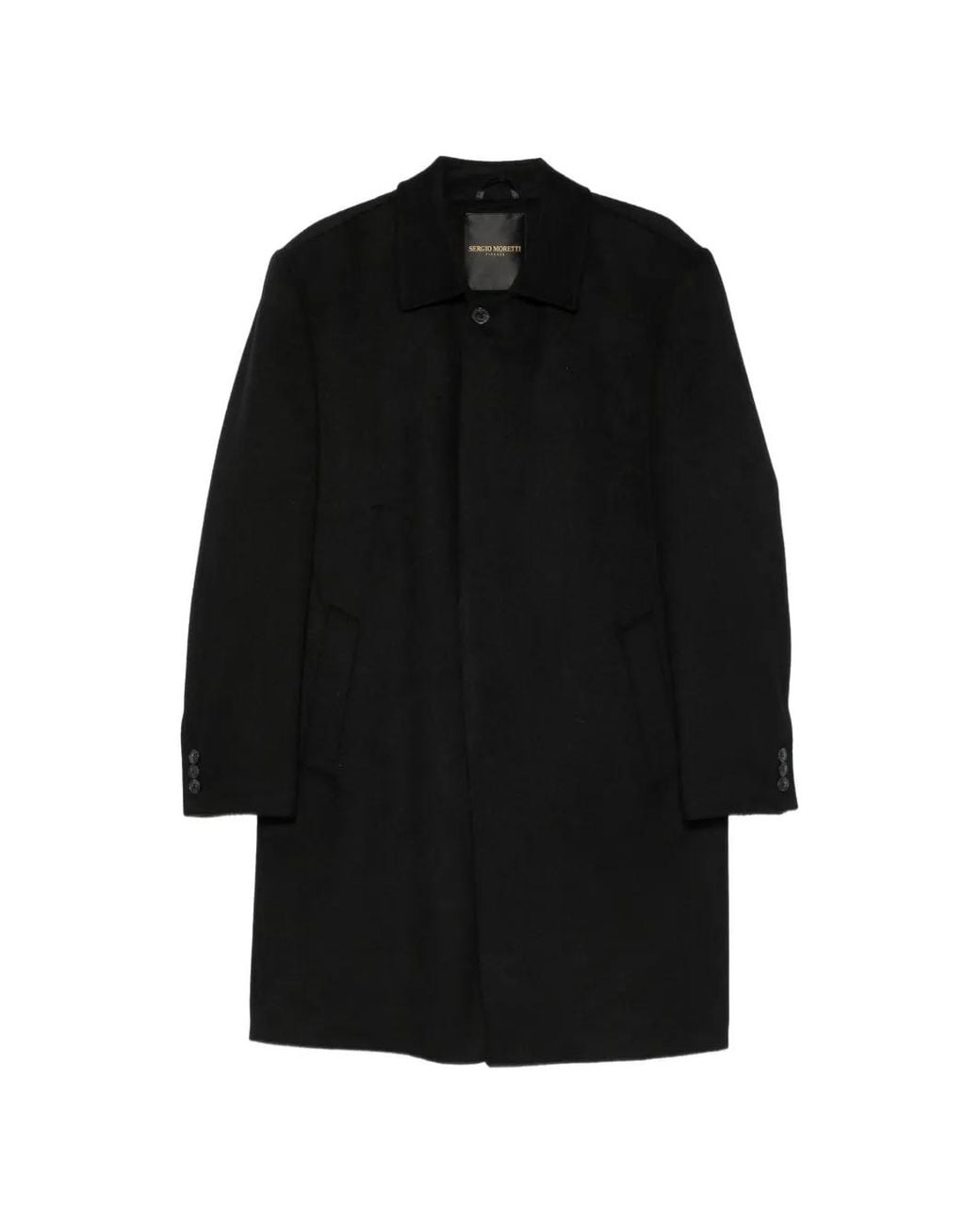 SERGIO MORETTI FIRENZE Black Single-Breasted Coat for men
