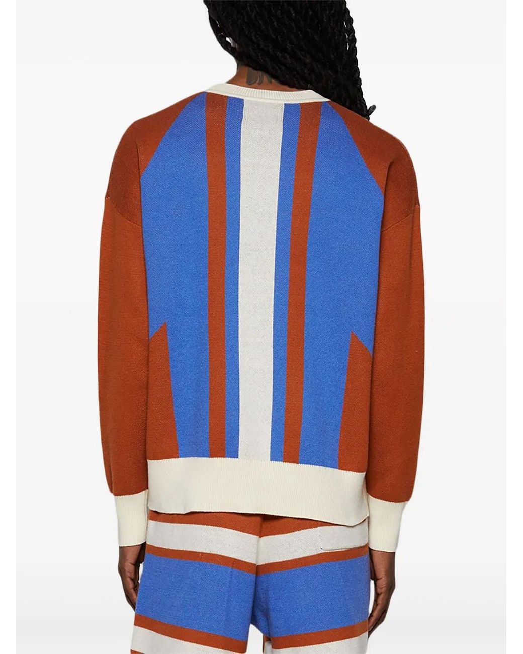 Rhude Blue Logo Intarsia Wool Jumper for men