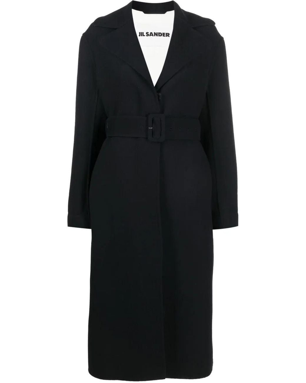 Jil Sander Black Long-Sleeve Belted Wool Coat
