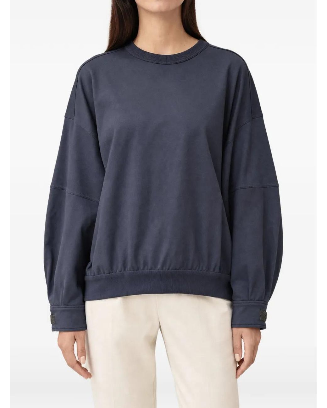 Brunello Cucinelli Blue Dropped-Shoulder Sweatshirt