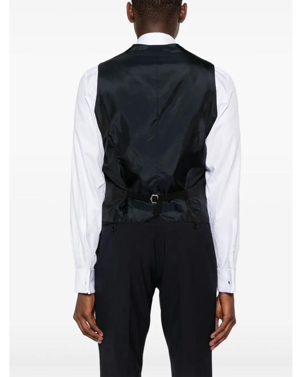Tagliatore Black V-Neck Panelled Waistcoat for men