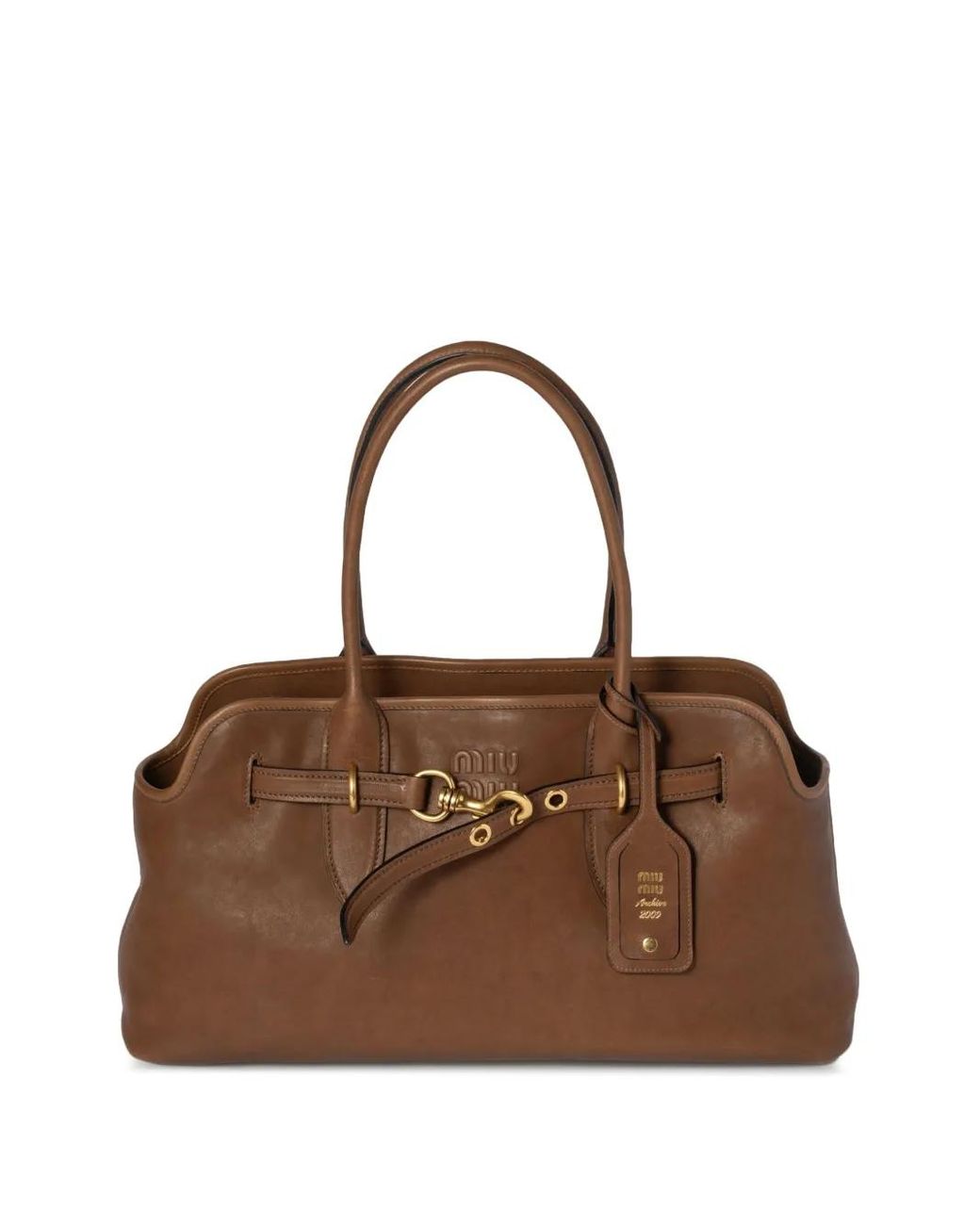 Miu Miu Brown Large Aventure Napa Leather Tote Bag