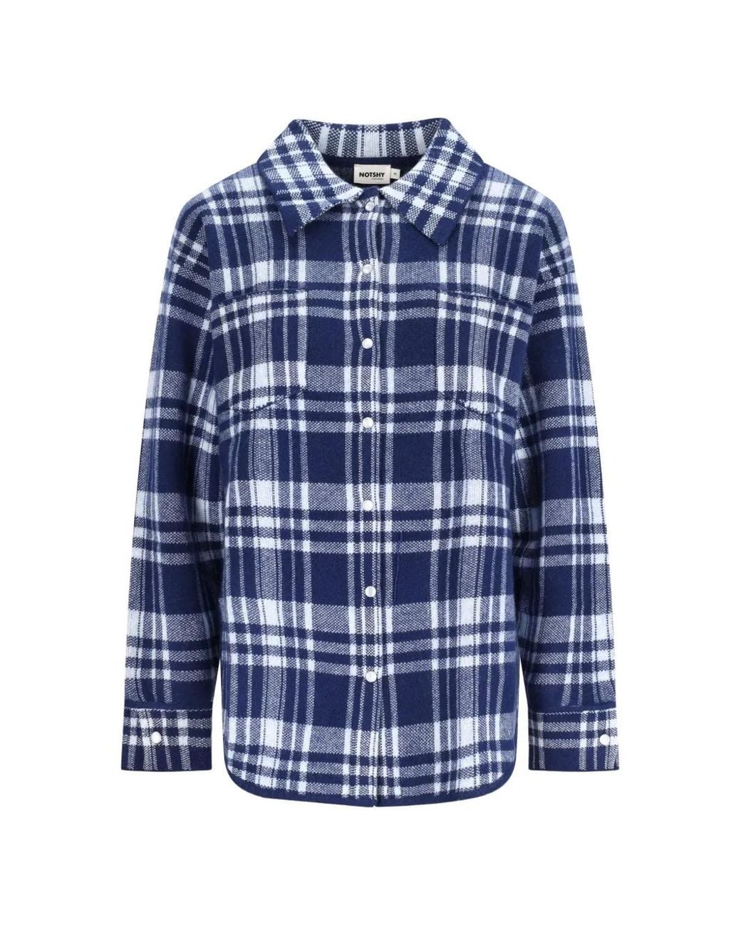 Not Shy Blue Jasper Check-Pattern Shirt