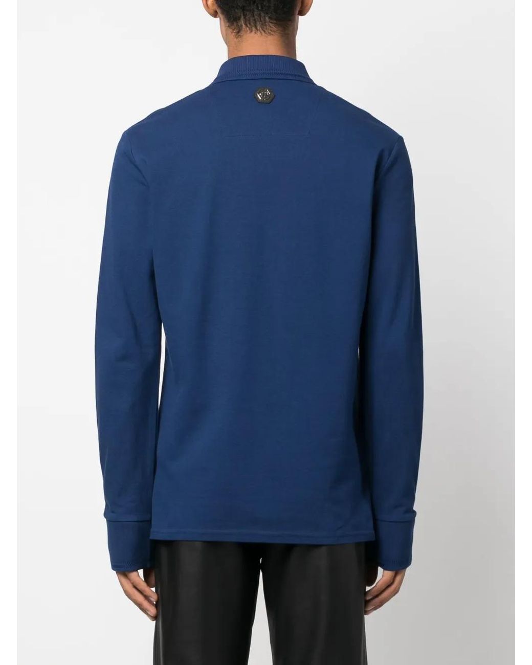 Philipp Plein Blue Logo-Print Polo Shirt for men