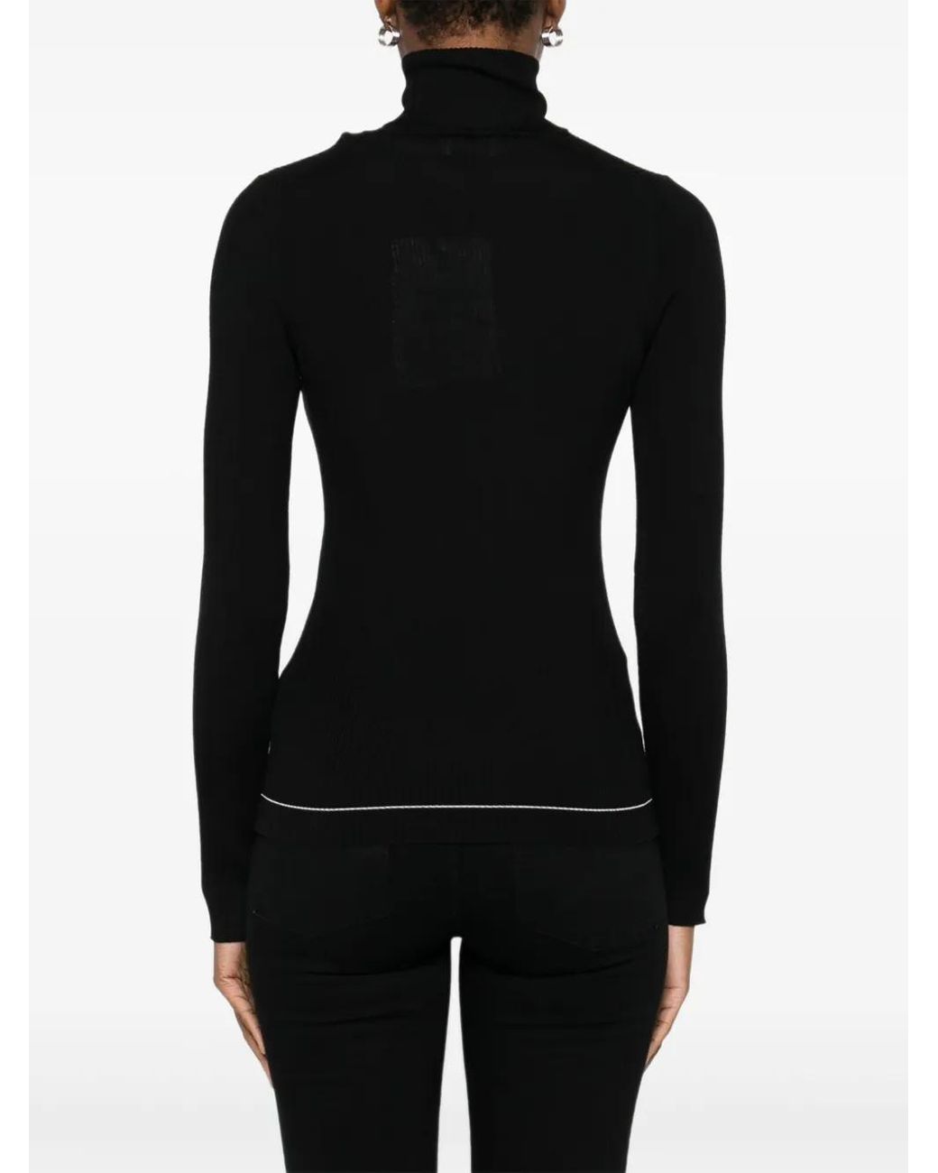 Moncler Black Roll Neck Ribbed Top