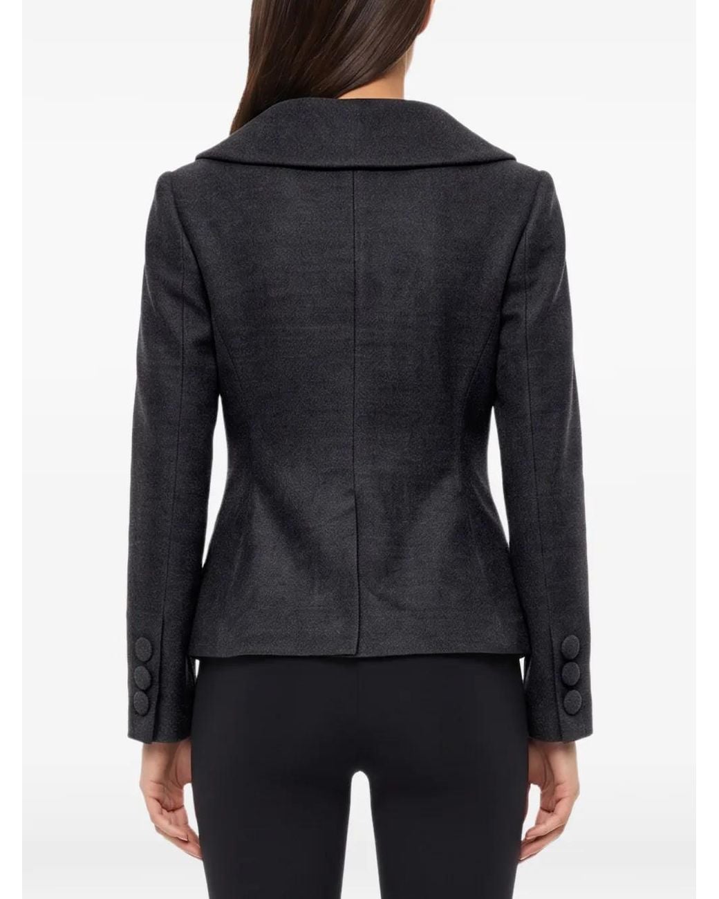 ShuShu/Tong Black Double-Breasted Peter Pan Collar Fitted Blazer
