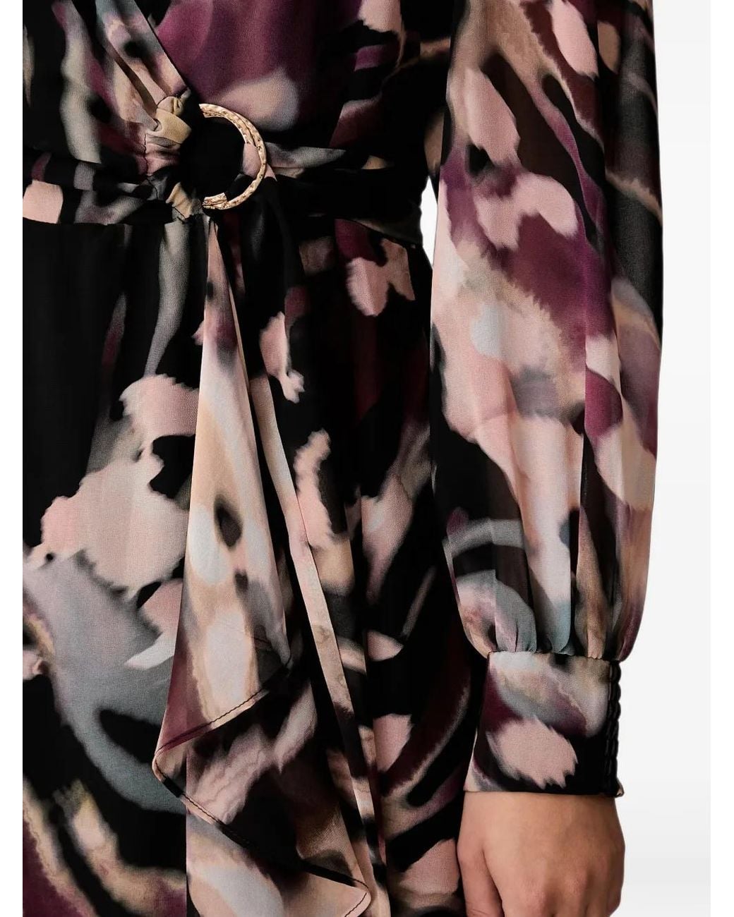 Joseph Ribkoff Black Abstract-Print Wrap Midi Dress