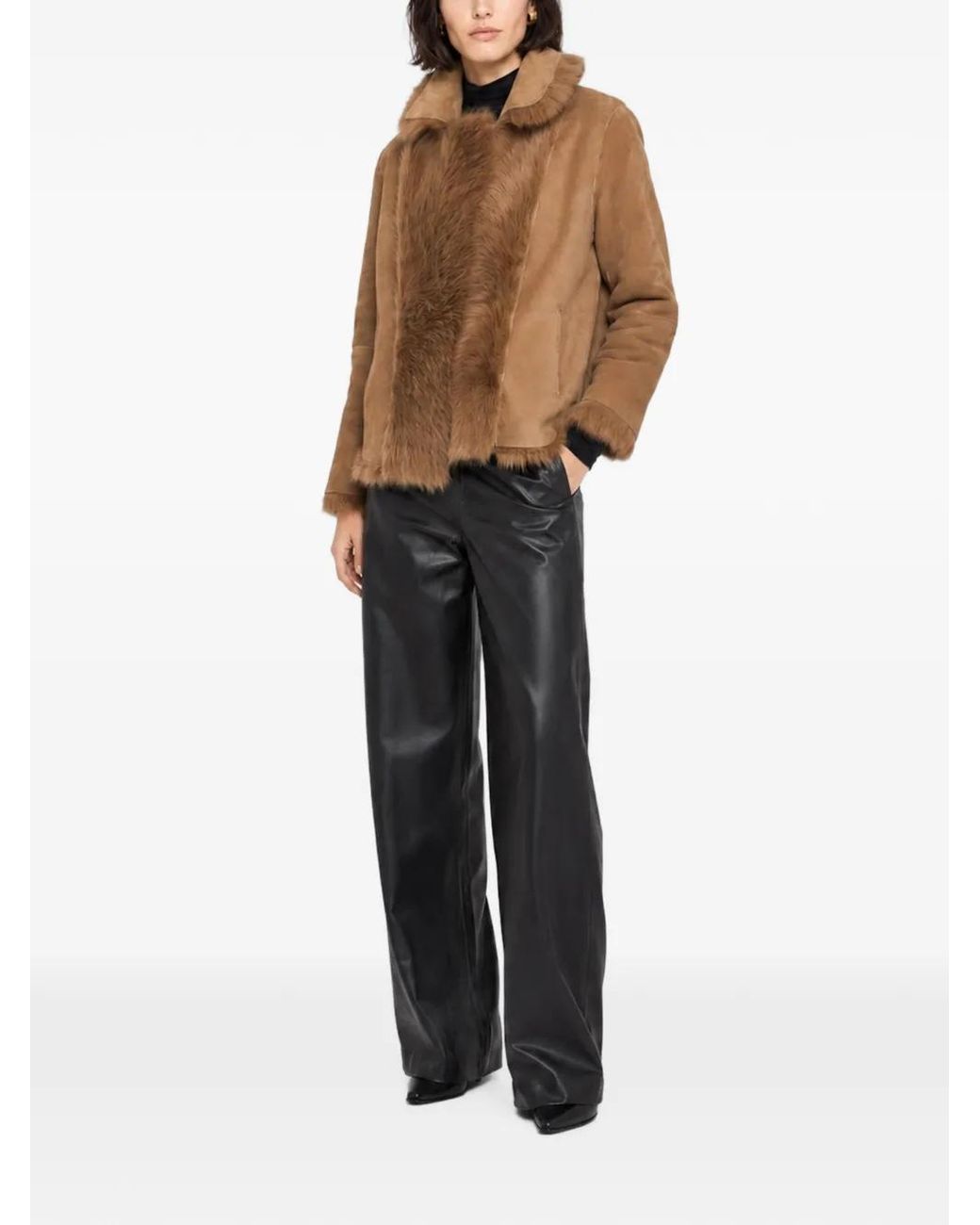 Nour Hammour Brown Verena Reversible Shearling Jacket