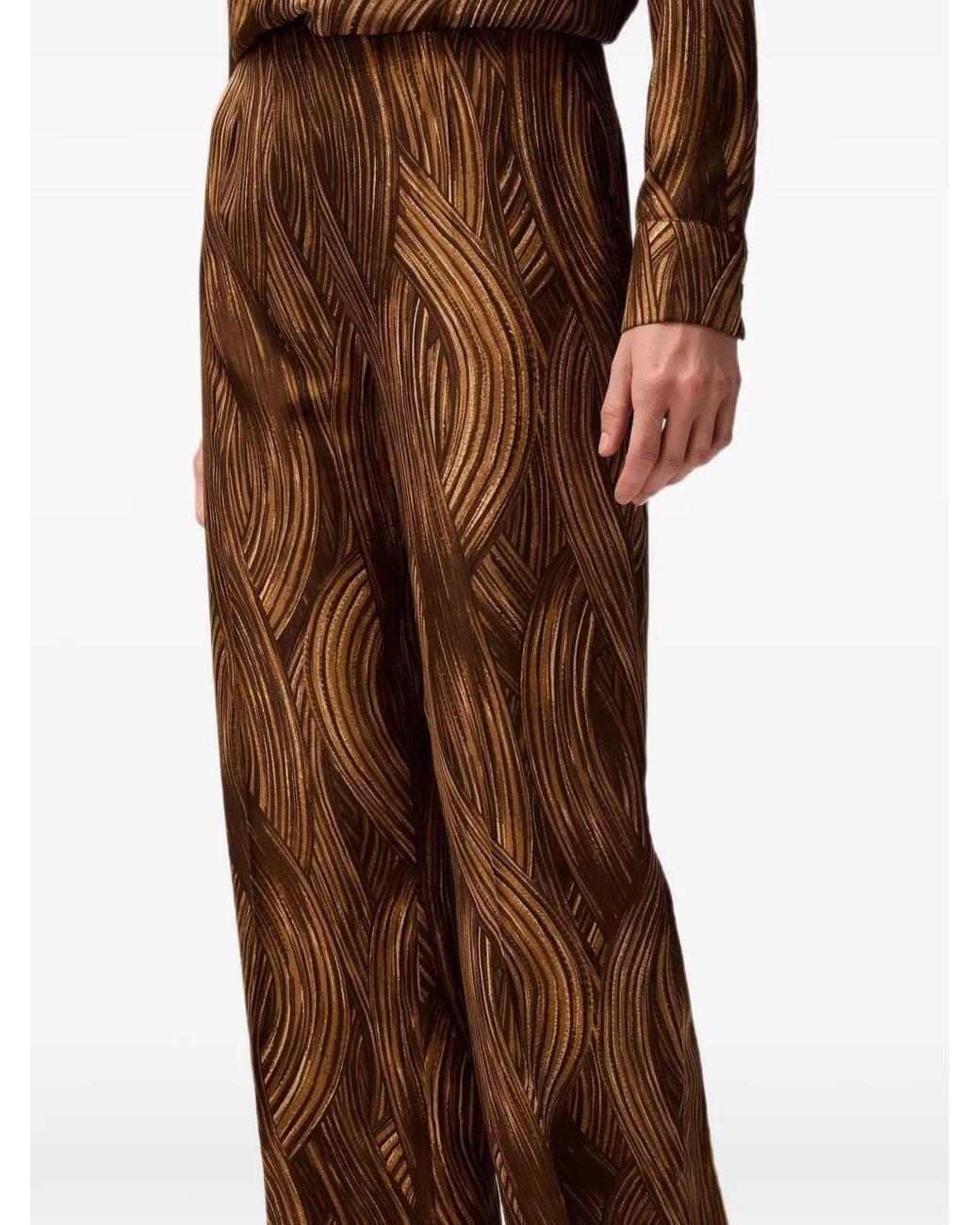 RETORI Brown Printed Silk Trousers