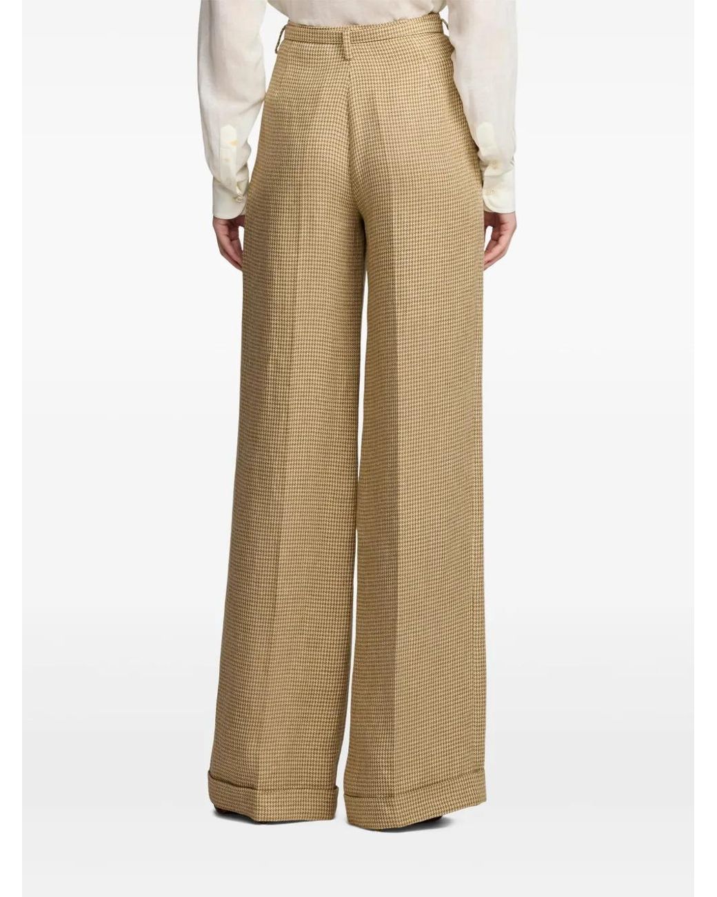 Ralph Lauren Natural Dogtooth-Pattern Trousers