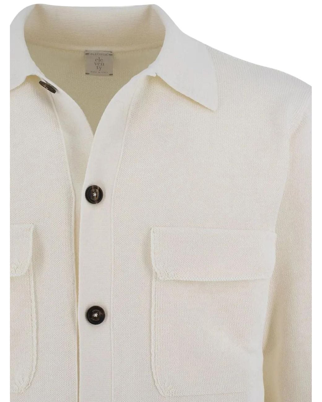 Eleventy White Patch-Pocket Button Shirt Jacket for men