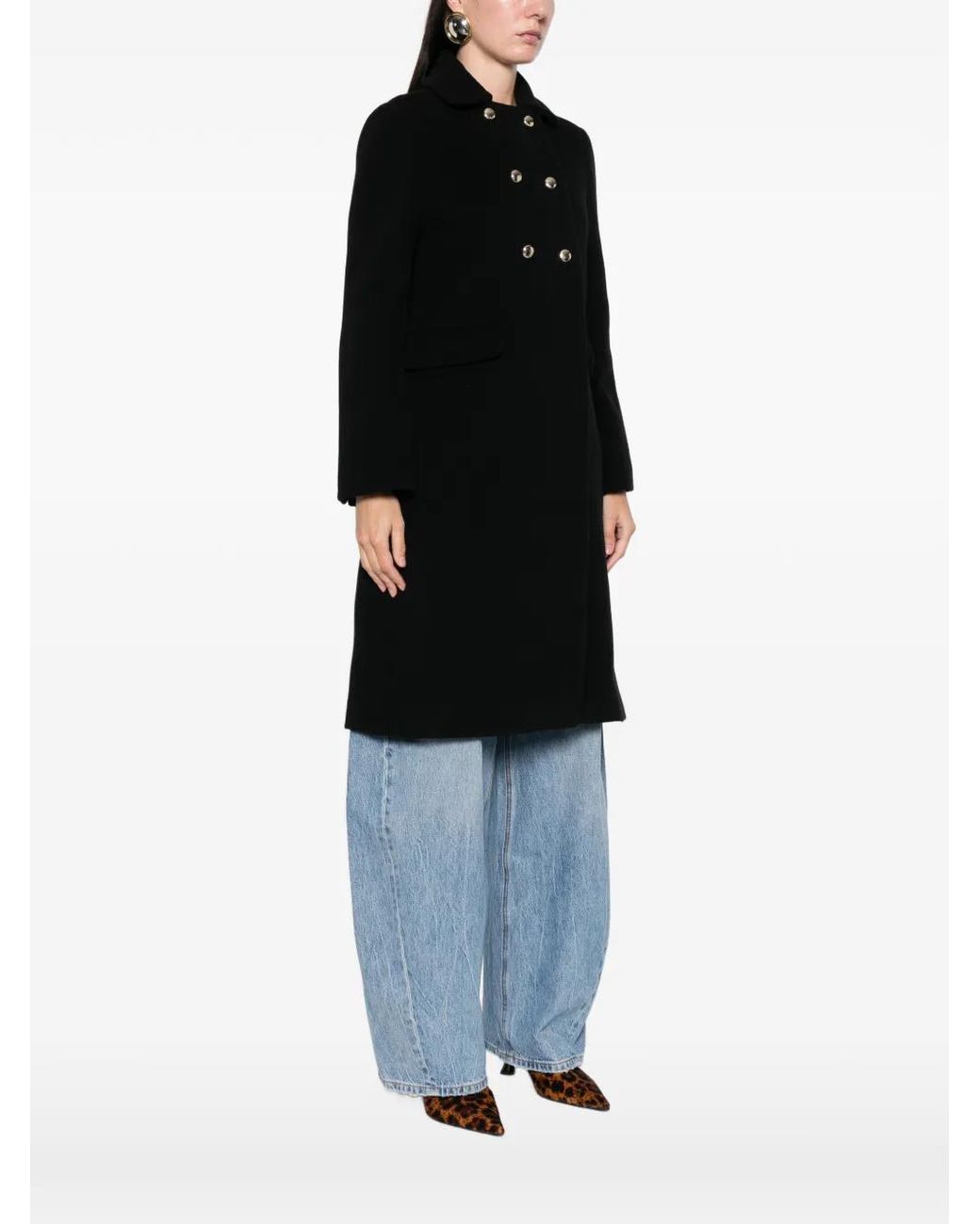 Maje Black Long Wool Blend Coat