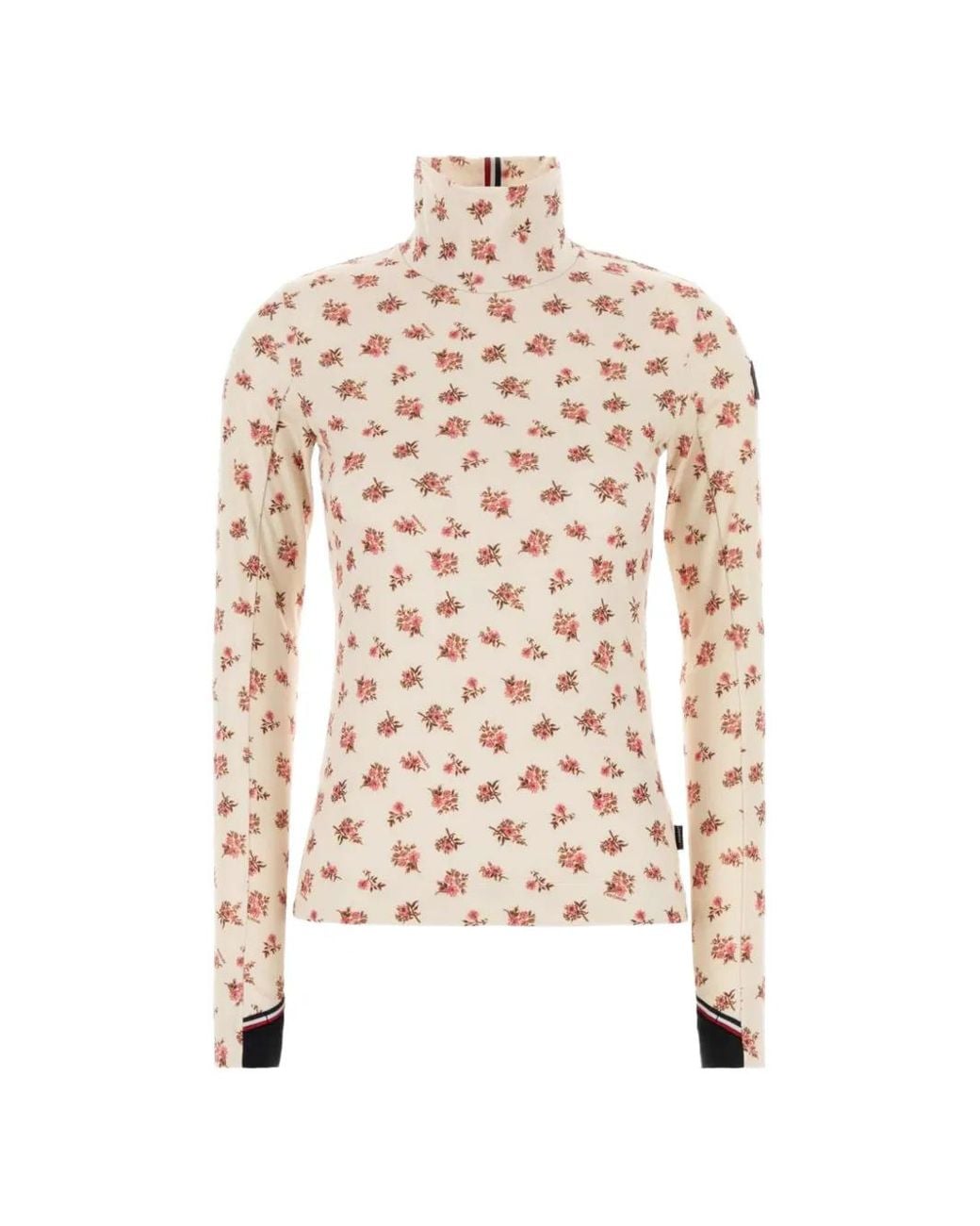 Moncler White Floral-Print High-Neck Top