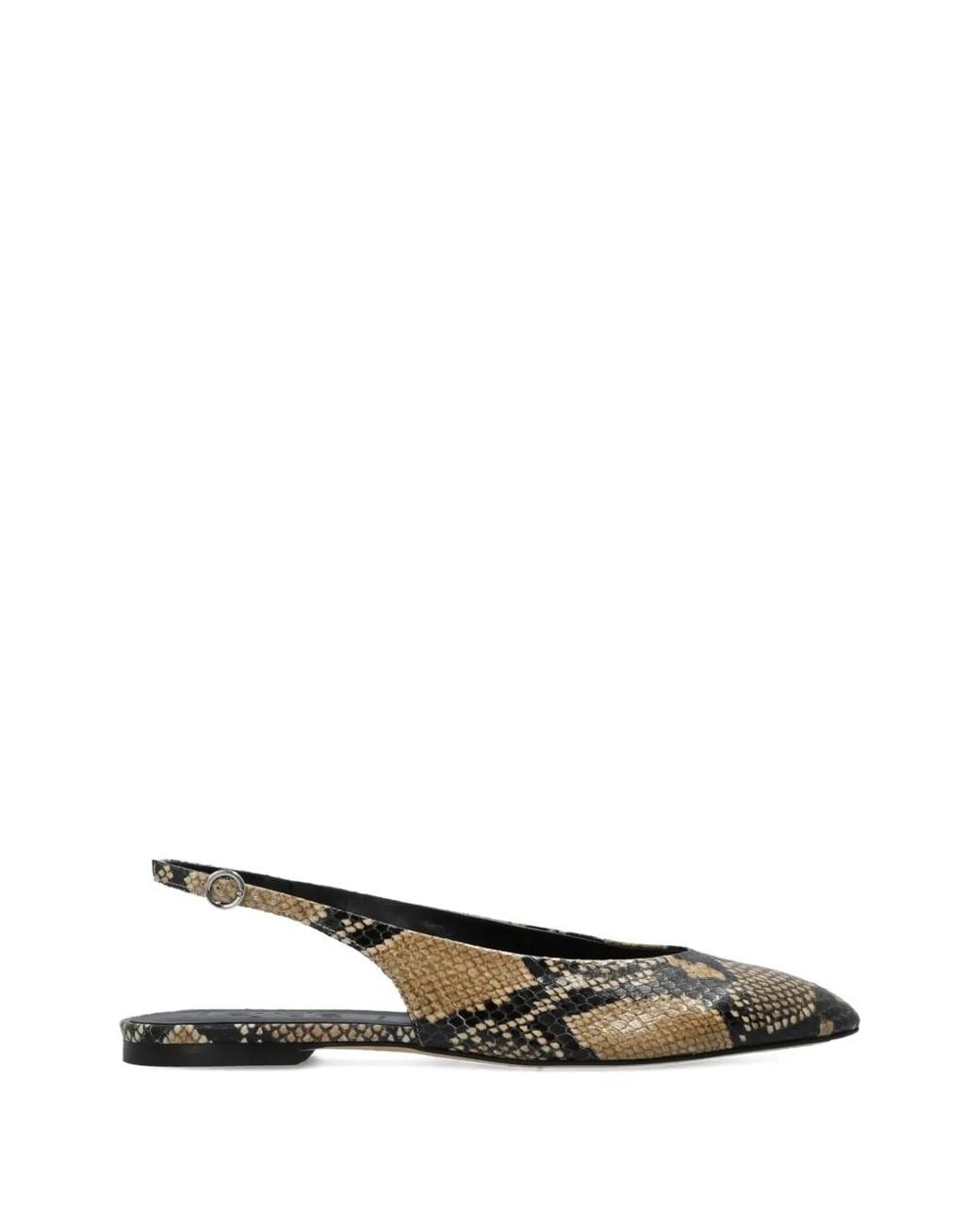 Aeyde White Snake-Pattern Flat Pumps