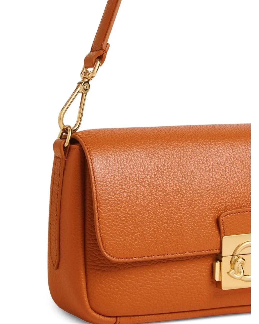Coccinelle Brown Medium C-Me Lock Pebbled Leather Shoulder Bag