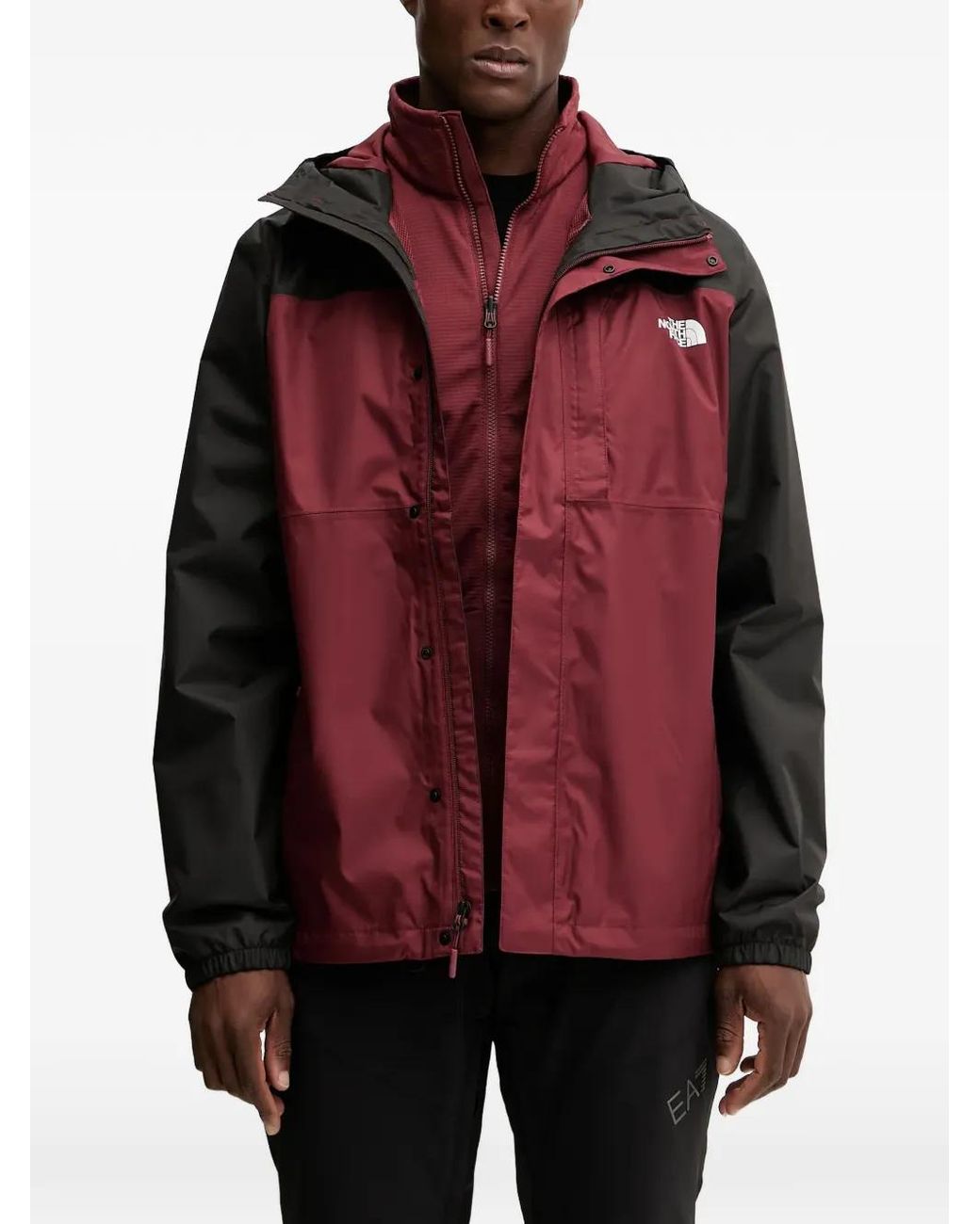 The North Face Red Hooded Colourblock Performance Jacket for men