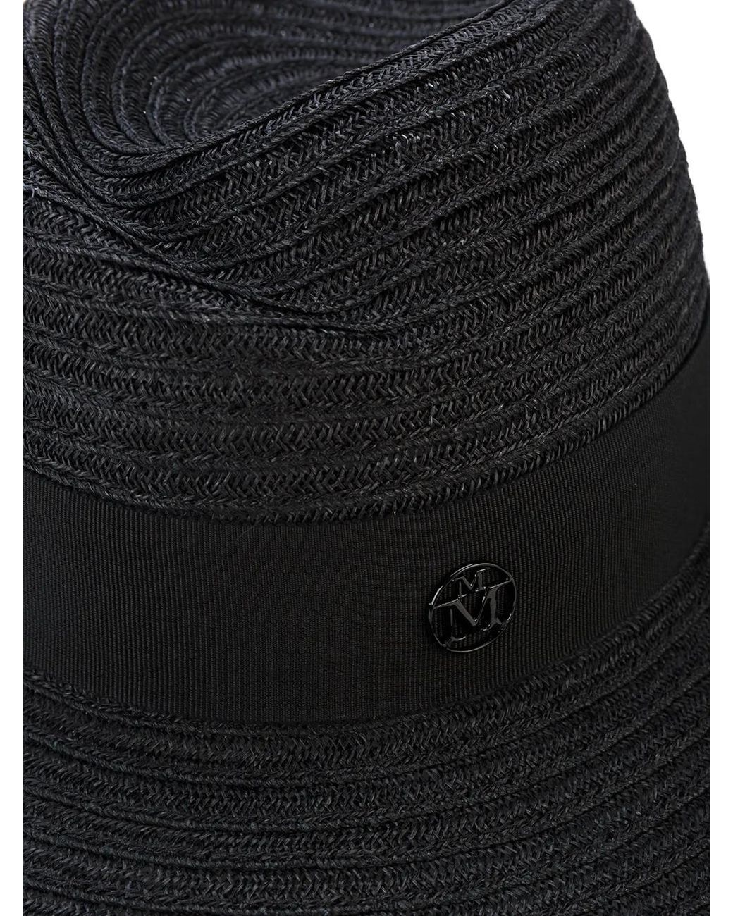 Maison Michel Black Virginie Straw Fedora Hat