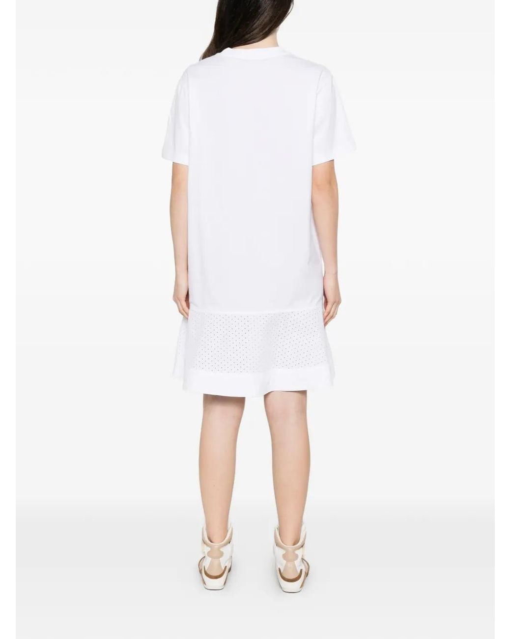 Moncler White Ruffled-Hem Mini Dress